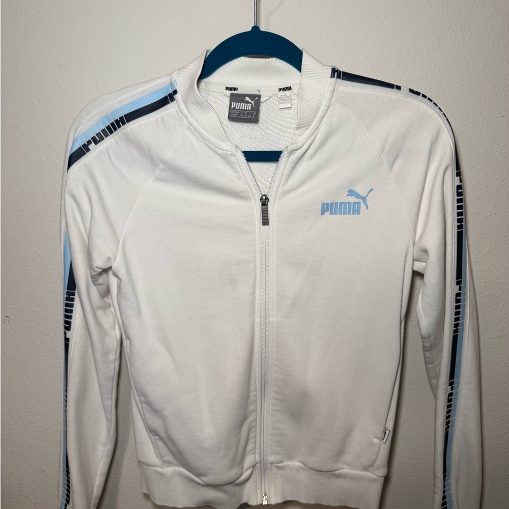 Puma White Track Jacket with Blue Accents